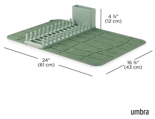 Tappetino scolapiatti verde polveroso in plastica 61x43 cm Udry – Umbra