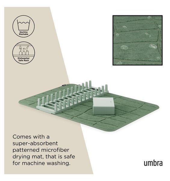 Tappetino scolapiatti verde polveroso in plastica 61x43 cm Udry – Umbra