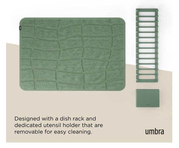 Tappetino scolapiatti verde polveroso in plastica 61x43 cm Udry – Umbra