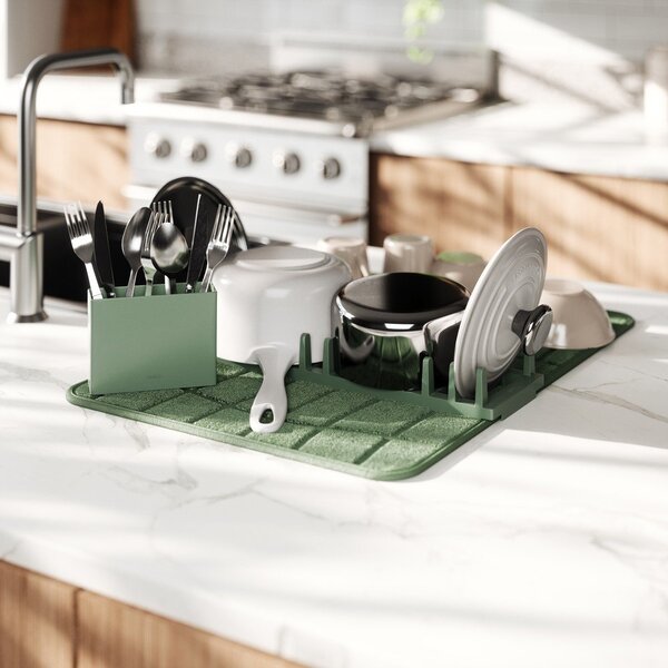 Tappetino scolapiatti verde polveroso in plastica 61x43 cm Udry – Umbra