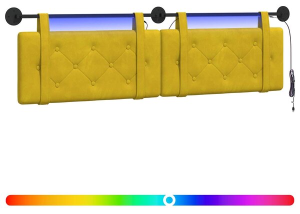 Testiera sospesa Con luce LED Giallo Velluto