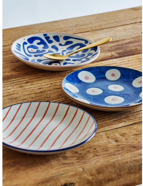 Set di piatti da dolce bianchi/blu in gres 3 pz ø 16 cm Eviaya – Bloomingville