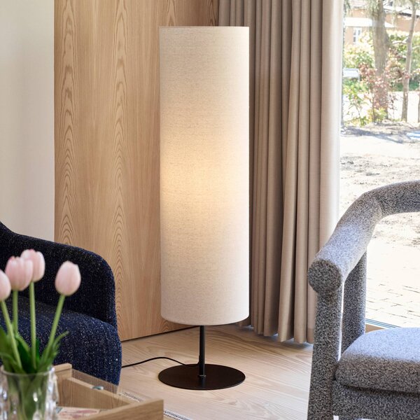 Hübsch Lampada da terra Sable, Crema / Ambra, Soggiorno / Sala da pranzo, Tessuto / Stoffa / Seta, Design, Lampada da terra