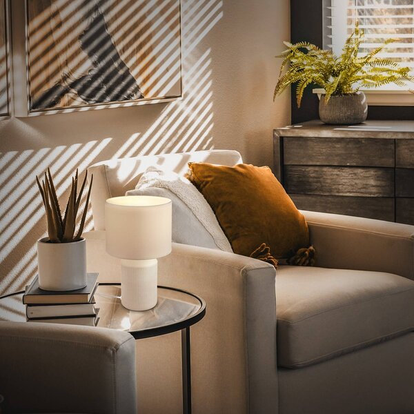 Briloner Lampada da tavolo Ino, Bianco / Opale, Soggiorno / Sala da pranzo, Ceramica, Scandinavo, Lampada da tavolo