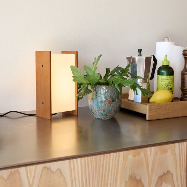Hübsch Lampada da tavolo Sabi, dimmerabile, Bianco / Opale, Soggiorno / Sala da pranzo, Legno, Design, Lampada da tavolo