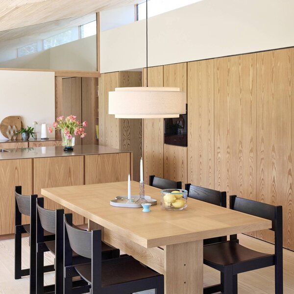 Hübsch Lampada a sospensione Sable, dimmerabile, Crema / Ambra, Soggiorno / Sala da pranzo, Tessuto / Stoffa / Seta, Design, Lampada a sospensione