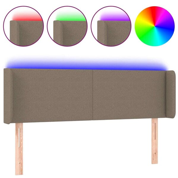 Testiera a LED Tortora 147x16x78/88 cm in Tessuto