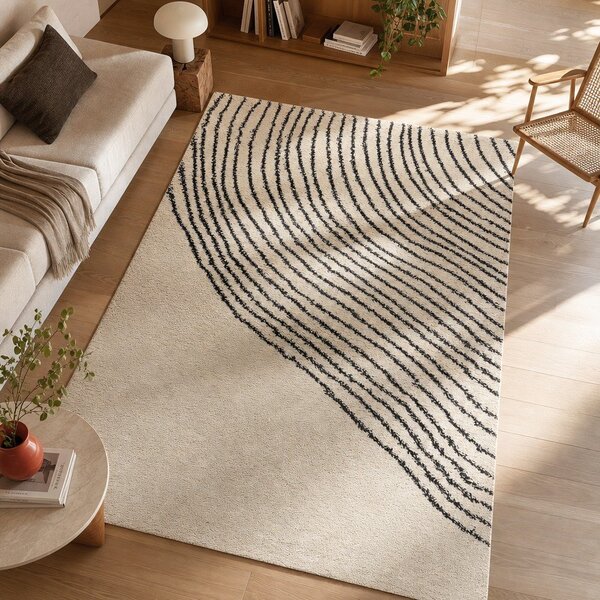 Tappeto nero/beige 140x200 cm Coastalina – Universal