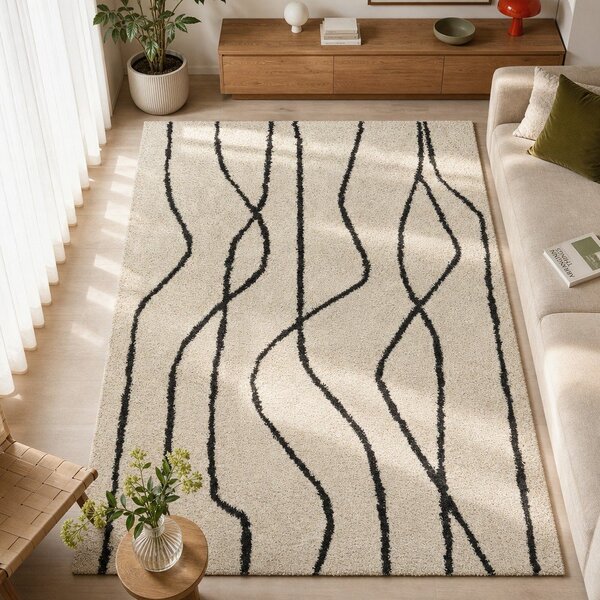 Tappeto bianco/nero 140x200 cm Routa – Universal