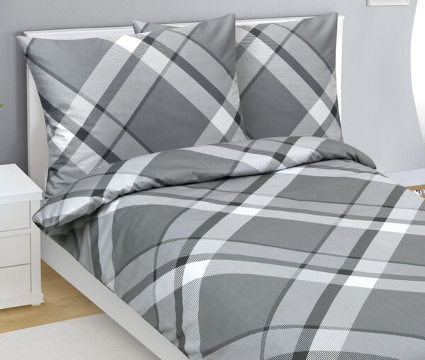 Set di lenzuola in cotone satinato - 140x220 cm, 70x90 cm - colore grigio, bianco