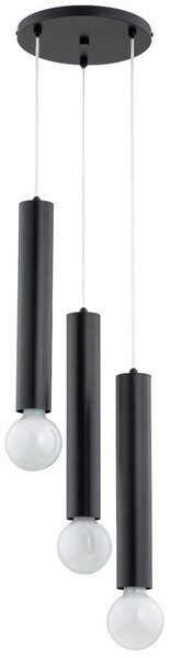 Lampadario a sospensione con filo TWISTER 3xE27/60W/230V diametro 28 cm nero