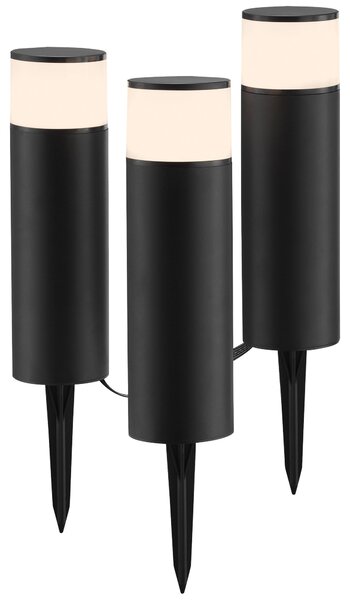 Brilliant G40912/76 Dody Lampada da esterno a 3 luci Set di 3 in plastica nero/bianco LED integrato