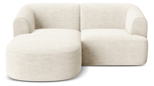 Divano angolare beige (con penisola a sinistra/con chaise lounge) con rivestimento in velluto a coste Campi – Cosmopolitan Design