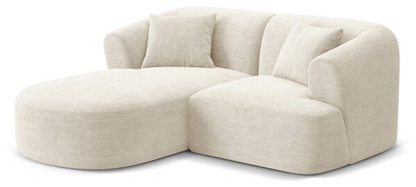 Divano angolare beige (con penisola a sinistra/con chaise lounge) con rivestimento in velluto a coste Campi – Cosmopolitan Design