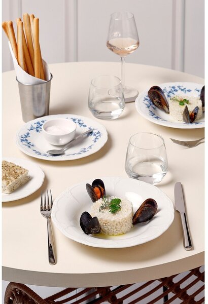 Piatto fondo bianco/blu in porcellana ø 23,5 cm Retro – BonBistro