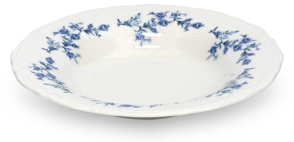 Piatto fondo bianco/blu in porcellana ø 23,5 cm Retro – BonBistro