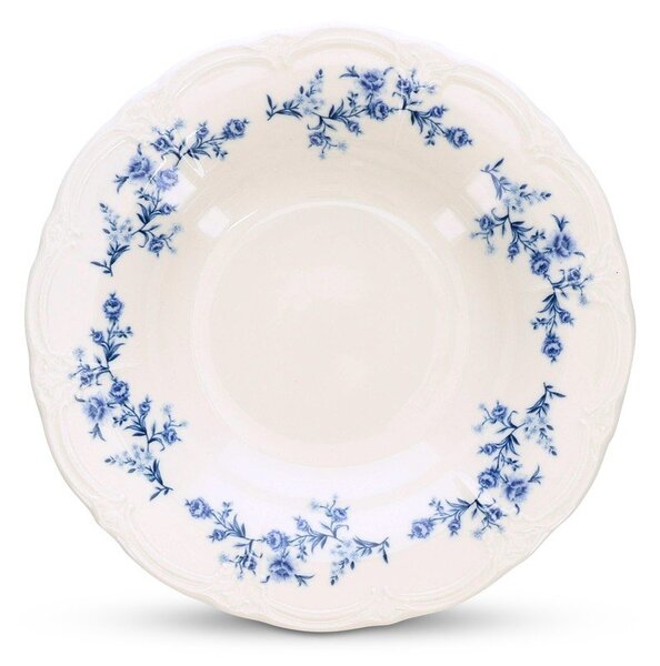 Piatto fondo bianco/blu in porcellana ø 23,5 cm Retro – BonBistro