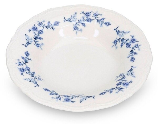 Piatto fondo bianco/blu in porcellana ø 23,5 cm Retro – BonBistro