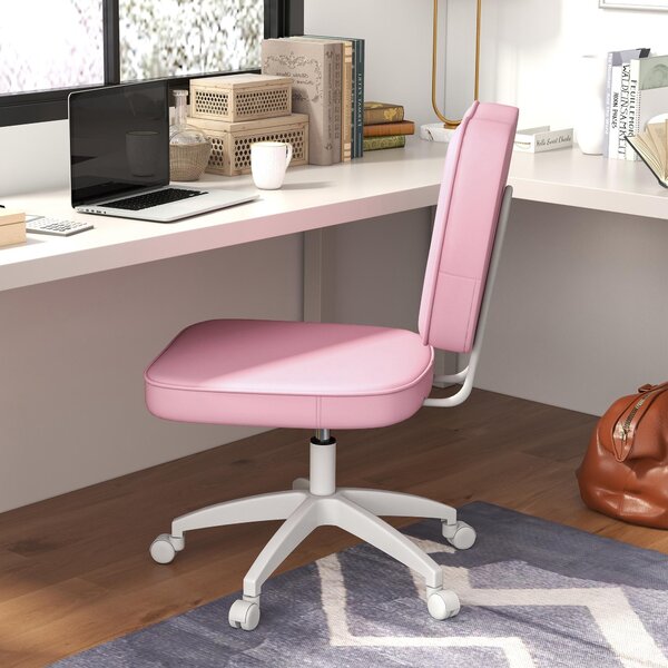 Sedia da ufficio Sweiko, senza braccioli, regolabile in altezza, girevole, portata massima 120 kg, rivestita in ecopelle, colore rosa