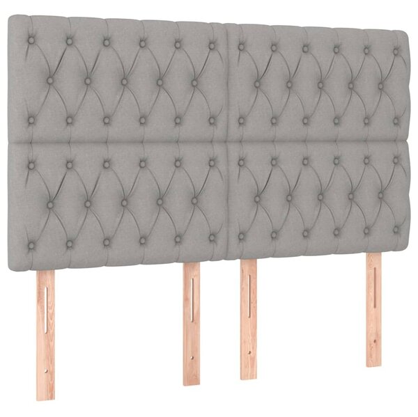 Testiera Grigio Chiaro 144x7x118/128 cm Tessuto