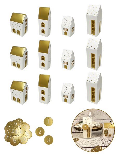 Set di calendari dell'Avvento fai da te obliqui - 12 caselle del calendario dell'Avvento + 24 numeri del calendario dell'Avvento - Decorazione del calendario dell'Avvento fai da te