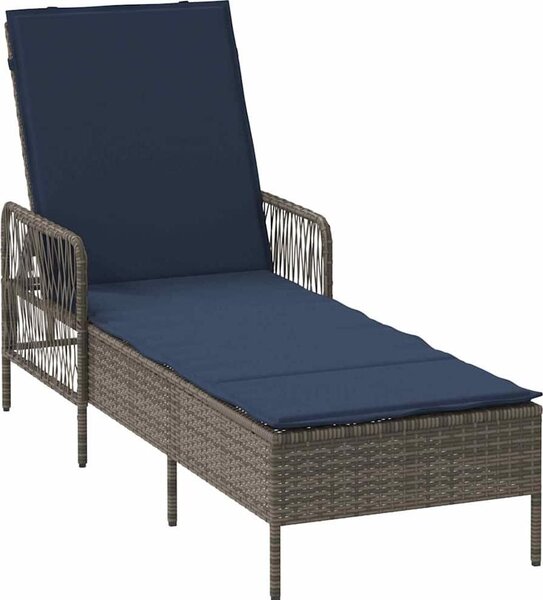 Lettino da sole Grigio e Blu Navy 200 x 55 x 92 cm polyrattan