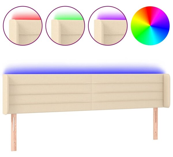 Testiera a LED Crema 183x16x78/88 cm in Tessuto