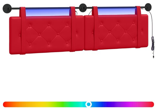 Testiera sospesa Con luce LED Rosso Pelle finta