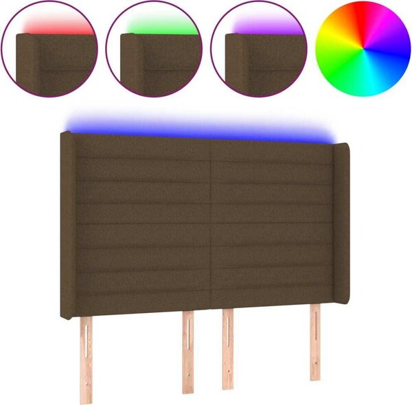 Testiera a LED MarroneScuro147x16x118/128cm inTessuto