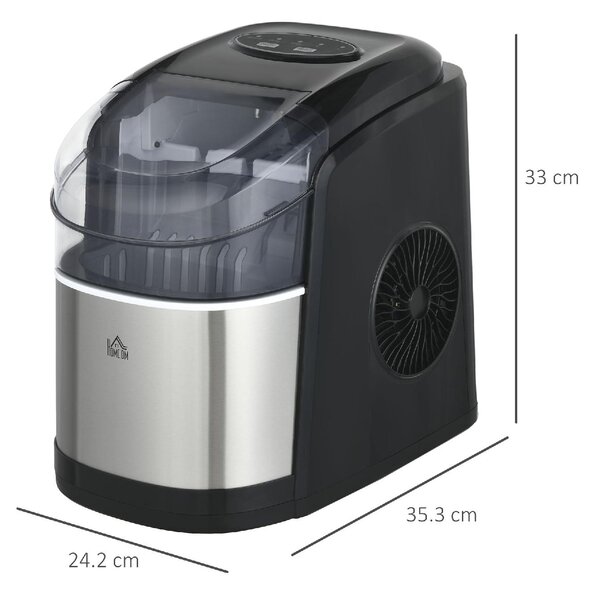 DecHome Macchina del Ghiaccio Autopulente da 9 Cubetti in 6-12 Minuti in PP e Acciaio Inox 24.2x35.3x33 cm colore Nero - 0BKAM468