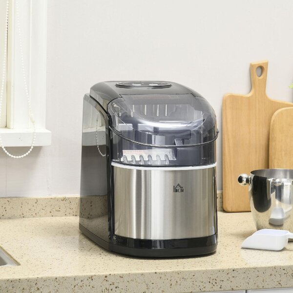 DecHome Macchina del Ghiaccio Autopulente da 9 Cubetti in 6-12 Minuti in PP e Acciaio Inox 24.2x35.3x33 cm colore Nero - 0BKAM468