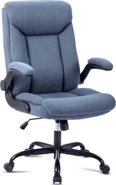 Poltrona da ufficio MZLEE modello ergonomico girevole con bracciolo blu navy