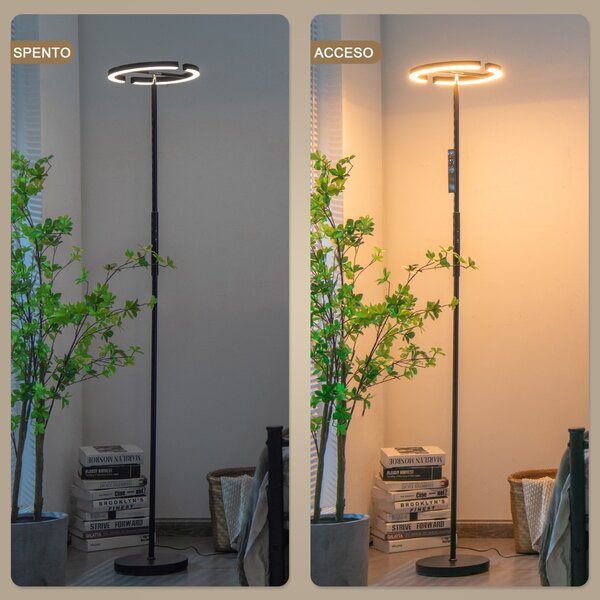 Costway Lampada LED da terra con telecomando e controllo touch, Lampada a stelo con funzione timer e memoria Nero