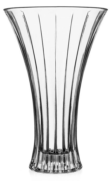Raffinata vaso in cristallo dal taglio lineare e profondo per una grande trasparenza di luce e riflessi. Senza tempo, un classico che non passa mai di moda