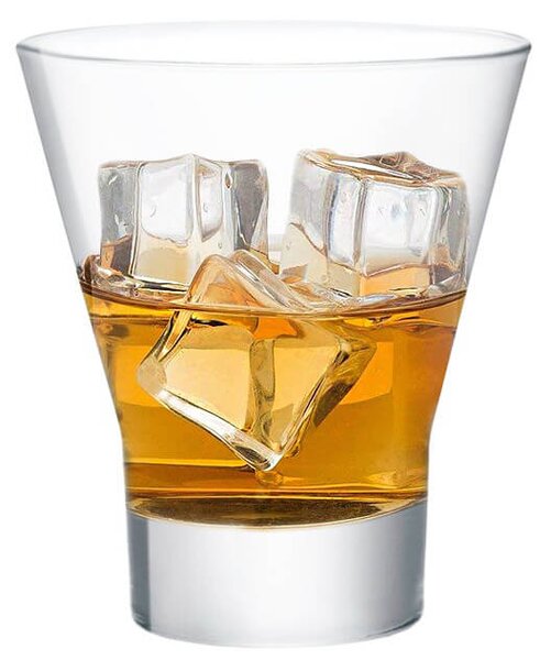 Bicchiere whisky in vetro trasparente, linee moderne e di tendenza, adatto per attirare attenzioni e valorizzare al massimo ogni drink o bevanda