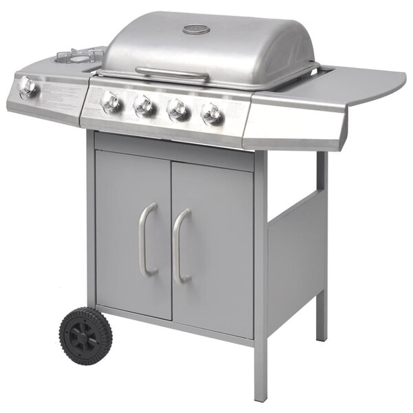 VidaXL Barbecue a gas 4+1 fiamme argento