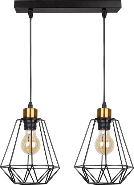 Lampada a sospensione PRIMO nero e oro 2xE27x60W in metallo, dimensioni: 100x43x19 cm, IP20, Candellux