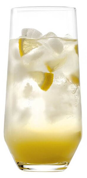 Bicchiere alto in vetro cristallino caratterizzato da una particolare forma conica dritta, perfetto per servire bibite e long drink
