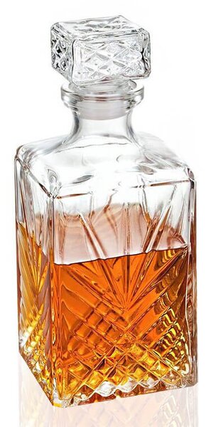 Bottiglia quadrata completa di tappo di chiusura ideale per conservare whisky, amari, grappe e per i tanti liquori fatti in casa, elegante ed economica, lavabile in lavastoviglie