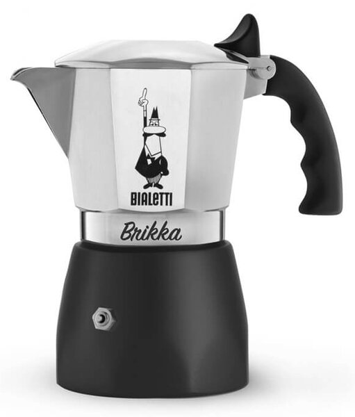 Caffettiera moka con l'originale dispositivo che crea una schiuma di caffè  densa, cremosa e abbondante.