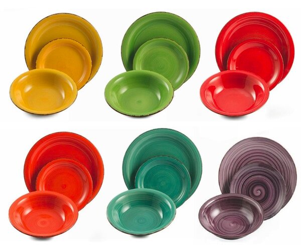 VDE Villa d'Este Baita Servizio Piatti Tavola 18 Pz In Gres Porcellanato Multicolore