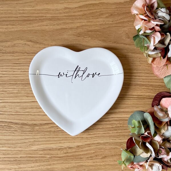 Zanetti Piatto a forma di Cuore in Ceramica con scritta With Love ø19x2 cm