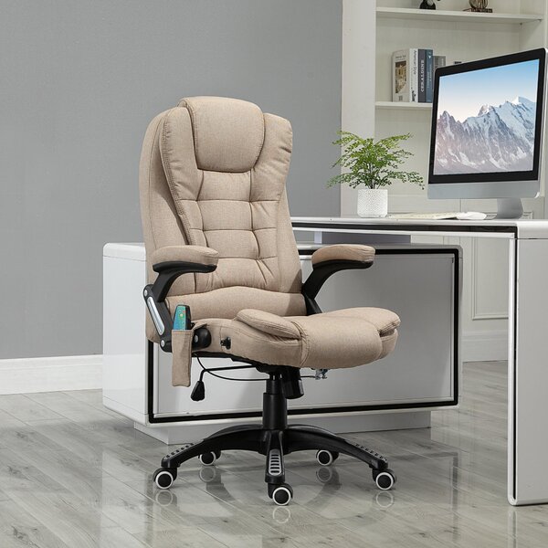 Poltrona massaggiante Sweiko con funzione riscaldante, sedia da scrivania ergonomica, regolabile in altezza, 68L x 72B x 110-120 cm, colore marrone
