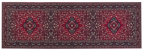 Passatoia tappeto rosso poliestere 80 x 240 cm corridoio cucina lungo tappetino antiscivolo Beliani