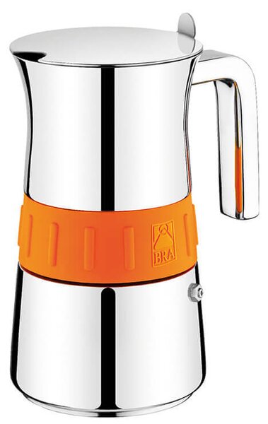 Pintinox Elegance Arancio Caffettiera Moka 10 Tazze Acciaio Inox Oro