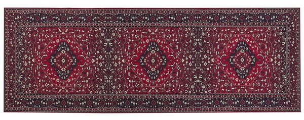 Passatoia tappeto rosso poliestere 70 x 200 cm corridoio cucina lungo tappetino antiscivolo Beliani