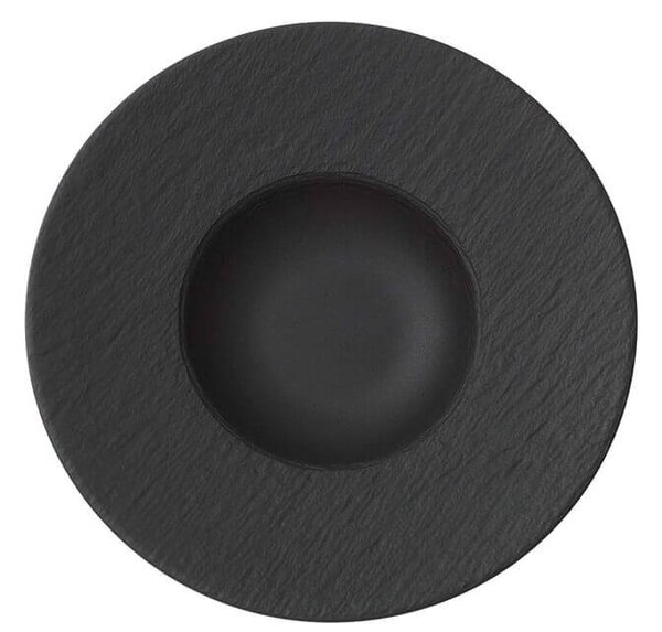 Premium porcelain dinner service of the highest quality suitable for microwave ovens and easily dishwasher safe. Slate black matte finish. Particular craftsmanship of the very original surface and very pleasant to the touch