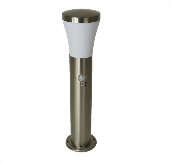 Lampada da terra in acciaio inossidabile SIEGEN IP44 Con paralume in plastica bianca, attacco E27, dotata di sensore