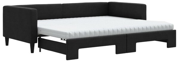VidaXL Divano letto estraibile con materasso Nero 90x200 cm Tessuto