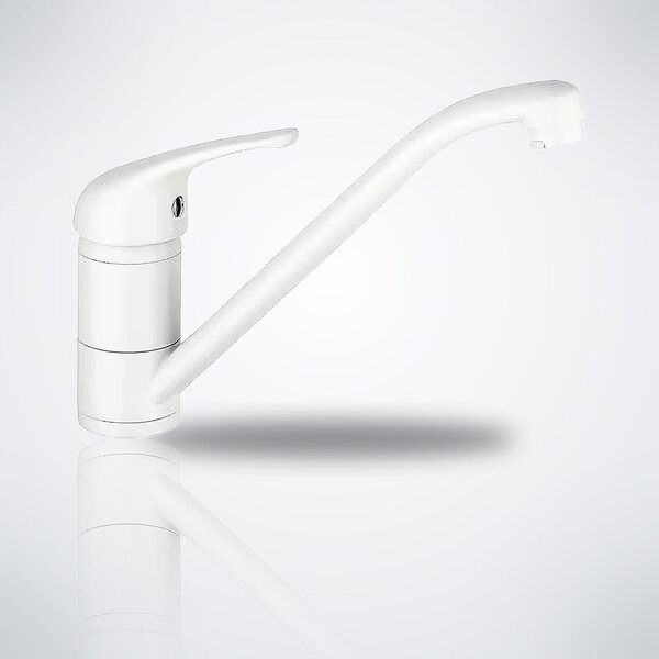 Miscelatore per lavello da cucina, colore bianco, estensione di 250 mm, girevole a 360°